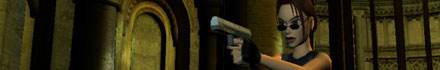 Lara Croft shooting the bad guys.